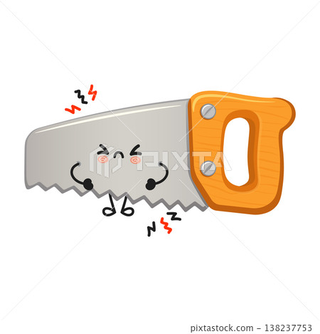 Hand saw cartoon character feeling headache and pain concept Hand saw cartoon character feeling headache and pain concept 138237753