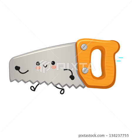 Character saw running with happy expression Character saw running with happy expression 138237755