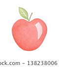 One red apple with a green leaf. Watercolor isolated illustration on a white background for the design of postcards, packaging, prints on fabric, menus, posters 138238006