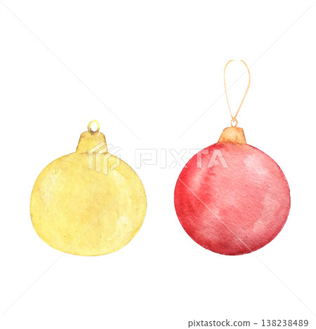 christmas tree ball watercolor illustration christmas tree ball watercolor illustration 138238489