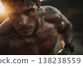 Hybrid athlete on trail at sunrise. 138238559