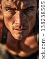 Hybrid athlete on trail at sunrise. 138238565