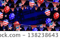 US Independence Day. Abstract postcard with an American flag silhouette and balloons 138238643