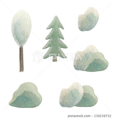 tree winter watercolor illustration tree winter watercolor illustration 138238732