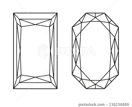 Diamond Radiant, Princess cut shapes. Brilliant Phoenix Radiant, Princess cut pattern. Top view on Polygonal, Rectangular Diamond set. Gemstone icon for jewellery design, branding, packaging, logotype Diamond Radiant, Princess cut shapes. Brilliant Phoenix Radiant, Princess cut pattern. Top view on Polygonal, Rectangular Diamond set. Gemstone icon for jewellery design, branding, packaging, logotype 138238889
