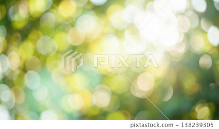 Blurred green and yellow bokeh background with sunlight, abstract nature texture 138239305