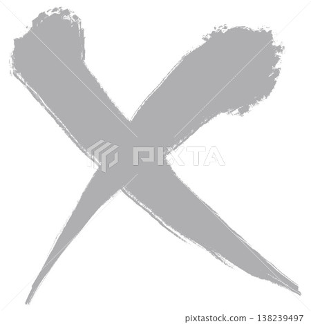 用毛筆畫出的「X」形標記，中間有一條銀色的中心線。 138239497