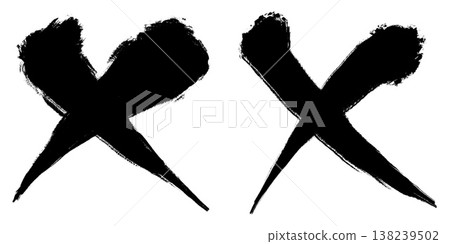 一組用毛筆和墨水繪製的 X 形標記 138239502