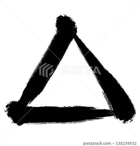 Triangle drawn with a brush, center line, ink. Triangle drawn with a brush, center line, ink. 138239552