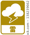 Weather icon with lightning symbol and text. 138239662