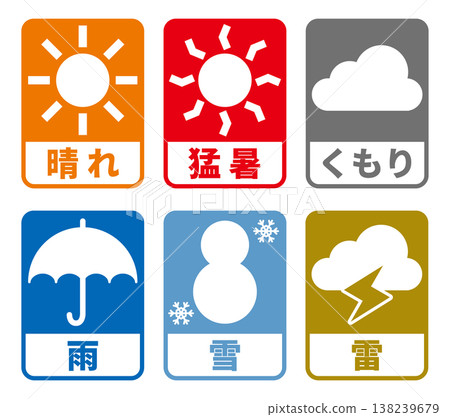 Weather Symbol Set with Text 138239679