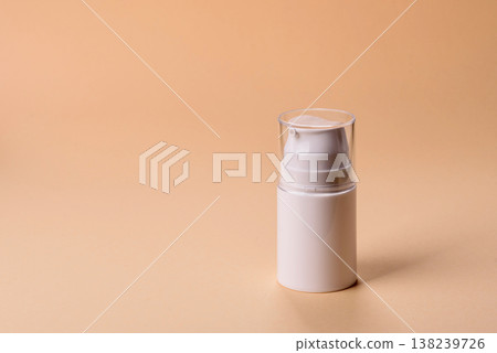 A white, empty plastic or aluminum spray or foam jar as a mockup. An empty cosmetic jar mockup 138239726