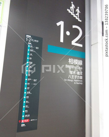 JR東日本茅崎站通往相模線（1號和2號月台）的樓梯附近的資訊指示牌。 138239786