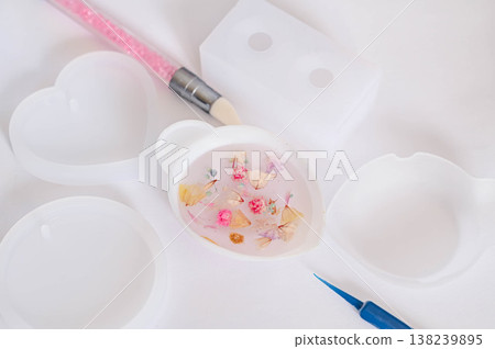 Pour in the resin liquid. Pour in the resin liquid. 138239895