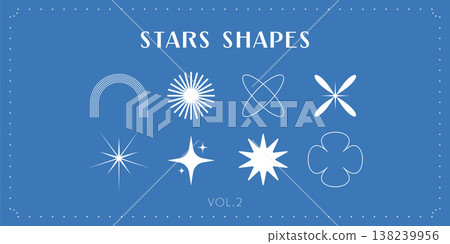 Abstract geometric star and line shapes vector set like sunburst, arch, atom orbit, starburst and flower outline icons, decorative graphic elements collection Abstract geometric star and line shapes vector set like sunburst, arch, atom orbit, starburst and flower outline icons, decorative graphic elements collection 138239956