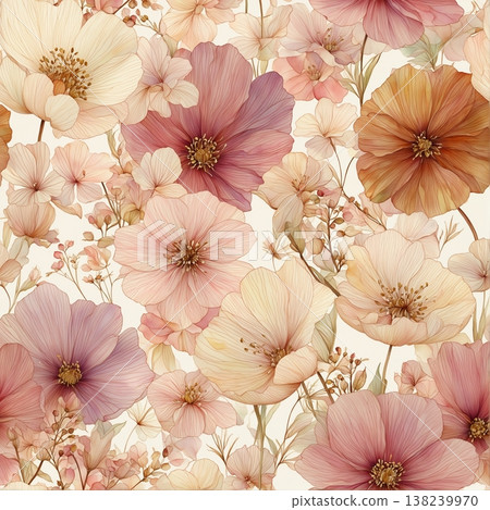 Collection of delicate watercolor wildflower seamless patterns with soft pastel and earthy tones Collection of delicate watercolor wildflower seamless patterns with soft pastel and earthy tones 138239970