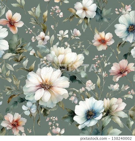 Collection of delicate watercolor wildflower seamless patterns with soft pastel and earthy tones Collection of delicate watercolor wildflower seamless patterns with soft pastel and earthy tones 138240002