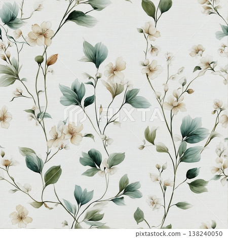 Collection of delicate watercolor wildflower seamless patterns with soft pastel and earthy tones 138240050