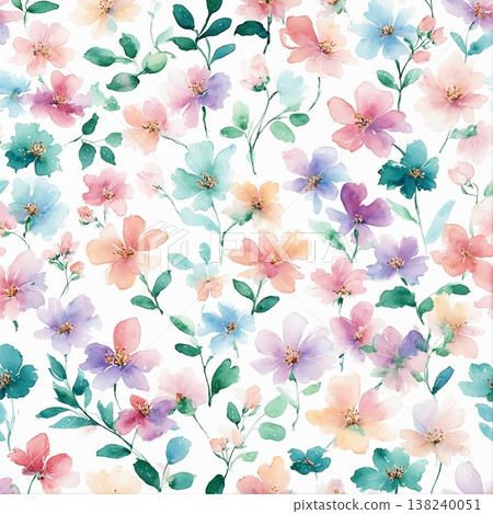 Collection of delicate watercolor wildflower seamless patterns with soft pastel and earthy tones Collection of delicate watercolor wildflower seamless patterns with soft pastel and earthy tones 138240051