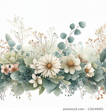 Collection of delicate watercolor wildflower seamless patterns with soft pastel and earthy tones Collection of delicate watercolor wildflower seamless patterns with soft pastel and earthy tones 138240065