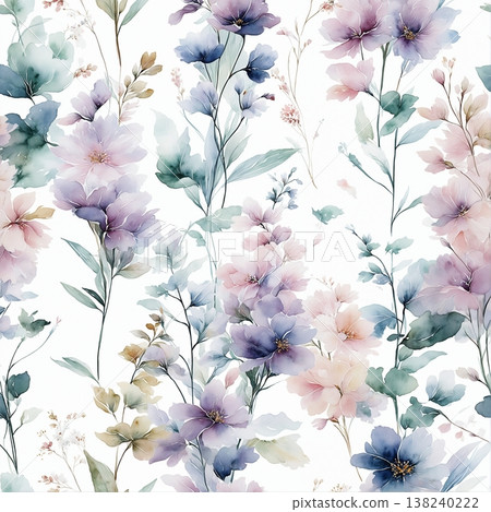 Collection of delicate watercolor wildflower seamless patterns with soft pastel and earthy tones Collection of delicate watercolor wildflower seamless patterns with soft pastel and earthy tones 138240222