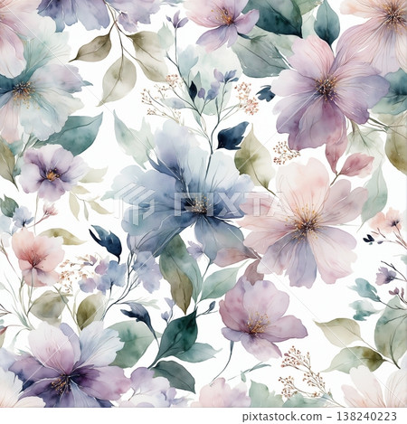 Collection of delicate watercolor wildflower seamless patterns with soft pastel and earthy tones Collection of delicate watercolor wildflower seamless patterns with soft pastel and earthy tones 138240223