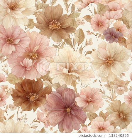 Collection of delicate watercolor wildflower seamless patterns with soft pastel and earthy tones Collection of delicate watercolor wildflower seamless patterns with soft pastel and earthy tones 138240235