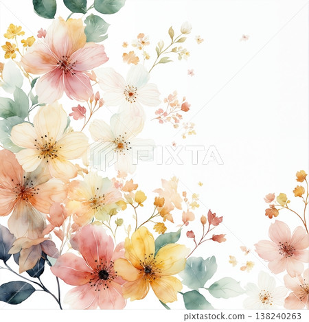 Collection of delicate watercolor wildflower seamless patterns with soft pastel and earthy tones 138240263