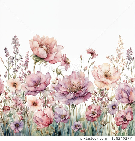 Collection of delicate watercolor wildflower seamless patterns with soft pastel and earthy tones Collection of delicate watercolor wildflower seamless patterns with soft pastel and earthy tones 138240277