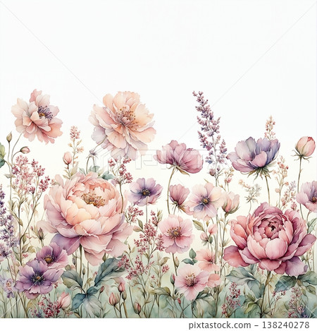 Collection of delicate watercolor wildflower seamless patterns with soft pastel and earthy tones Collection of delicate watercolor wildflower seamless patterns with soft pastel and earthy tones 138240278