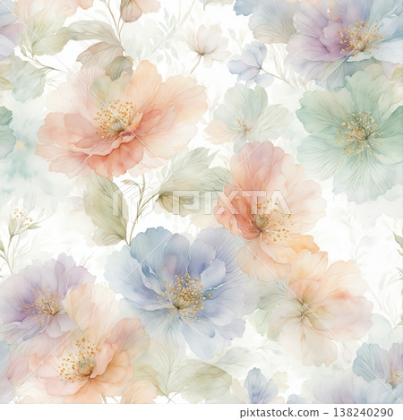 Collection of delicate watercolor wildflower seamless patterns with soft pastel and earthy tones Collection of delicate watercolor wildflower seamless patterns with soft pastel and earthy tones 138240290