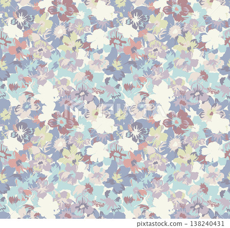 Collection of delicate watercolor wildflower seamless patterns with soft pastel and earthy tones 138240431