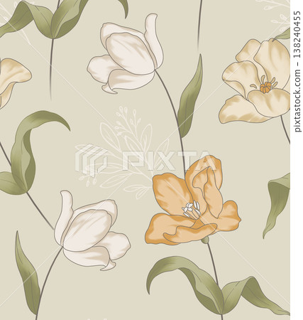 Collection of delicate watercolor wildflower seamless patterns with soft pastel and earthy tones Collection of delicate watercolor wildflower seamless patterns with soft pastel and earthy tones 138240455