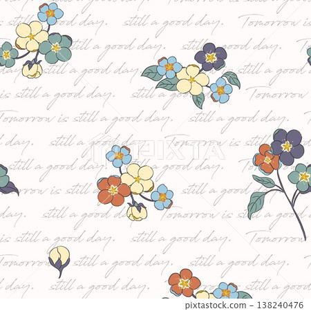 Collection of delicate watercolor wildflower seamless patterns with soft pastel and earthy tones 138240476
