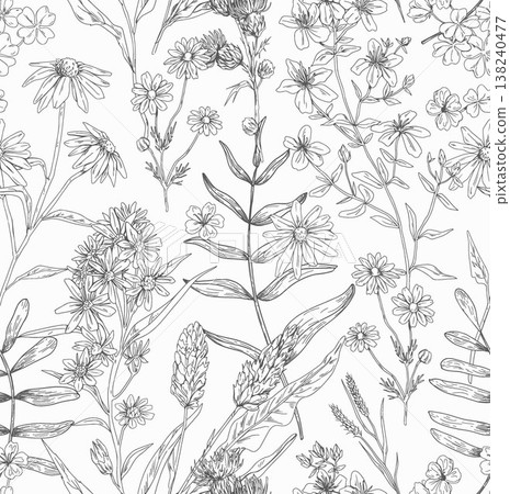 Collection of delicate watercolor wildflower seamless patterns with soft pastel and earthy tones Collection of delicate watercolor wildflower seamless patterns with soft pastel and earthy tones 138240477