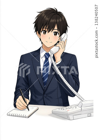 接電話的男新進員工 138240507