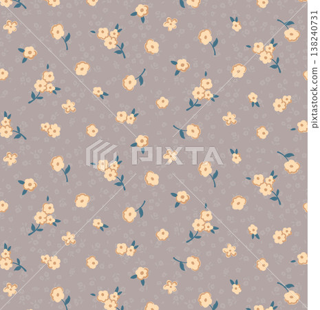 Collection of delicate watercolor wildflower seamless patterns with soft pastel and earthy tones 138240731