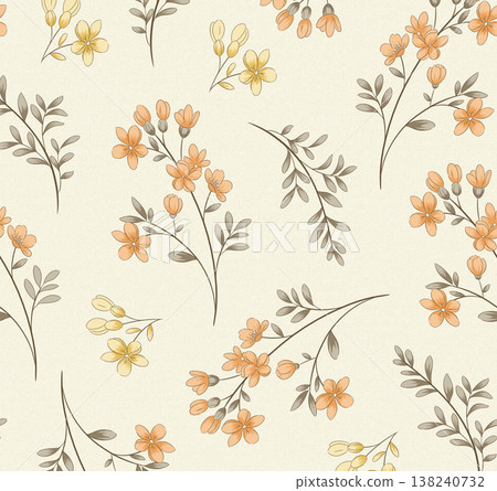 Collection of delicate watercolor wildflower seamless patterns with soft pastel and earthy tones 138240732