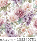 Collection of delicate watercolor wildflower seamless patterns with soft pastel and earthy tones 138240751