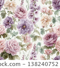 Collection of delicate watercolor wildflower seamless patterns with soft pastel and earthy tones 138240752