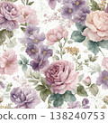 Collection of delicate watercolor wildflower seamless patterns with soft pastel and earthy tones 138240753