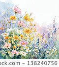 Collection of delicate watercolor wildflower seamless patterns with soft pastel and earthy tones 138240756