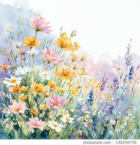 Collection of delicate watercolor wildflower seamless patterns with soft pastel and earthy tones Collection of delicate watercolor wildflower seamless patterns with soft pastel and earthy tones 138240756