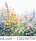 Collection of delicate watercolor wildflower seamless patterns with soft pastel and earthy tones 138240758