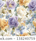 Collection of delicate watercolor wildflower seamless patterns with soft pastel and earthy tones 138240759