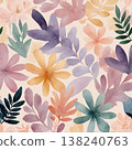 Collection of delicate watercolor wildflower seamless patterns with soft pastel and earthy tones 138240763