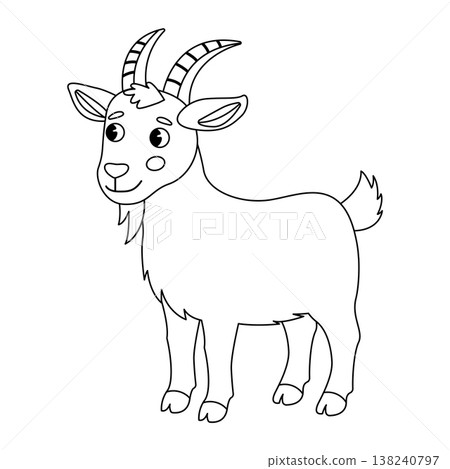 Cute cartoon goat outline illustration for kids coloring book vector activity sheet design Cute cartoon goat outline illustration for kids coloring book vector activity sheet design 138240797