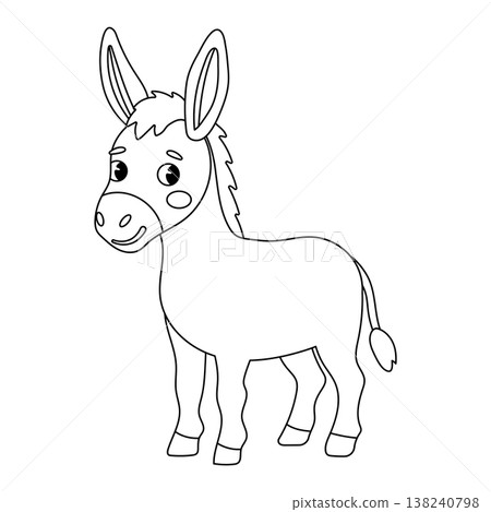 Simple donkey cartoon outline drawing for kids coloring page and activity book vector design Simple donkey cartoon outline drawing for kids coloring page and activity book vector design 138240798
