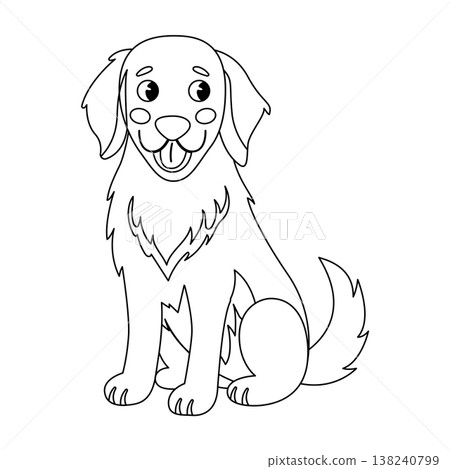 Happy puppy dog cartoon line art for kids activity book and coloring page vector illustration Happy puppy dog cartoon line art for kids activity book and coloring page vector illustration 138240799