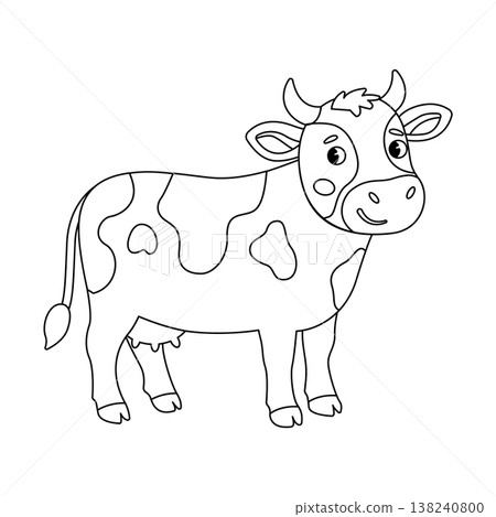Cute dairy cow outline drawing for children coloring page vector activity book design element Cute dairy cow outline drawing for children coloring page vector activity book design element 138240800